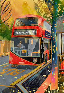 London Routemaster bus local art illustration poster print wall decor