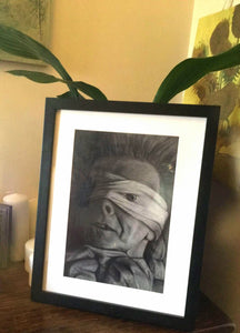 David Bowie Lazarus Black star black and white charcoal portrait pencil drawing wall decor print