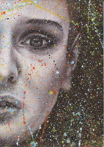 Sinead O'Connor "Nothing compares 2 U" Splattered Paint Version 2 charcoal portrait drawing fine art wall decor