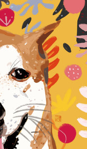 The Artist's Dog "bb" - yellow abstract digital art drawing illustration poster art print wall decor