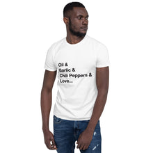 Load image into Gallery viewer, Aglio &amp; Olio Ingredients  Short-Sleeve Unisex T-Shirt