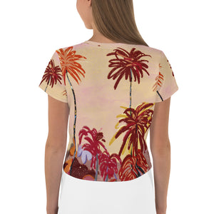 Palm Trees All-Over Print Crop Tee