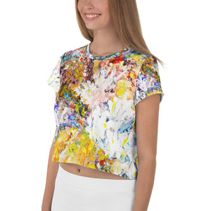 Abstract Flowers All-Over Print Crop Tee