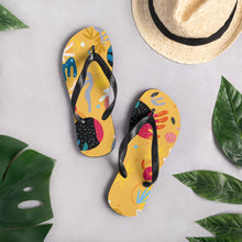 Load image into Gallery viewer, Yellow abstract Flip-Flops