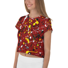Load image into Gallery viewer, Abstract Red All-Over Print Crop Tee