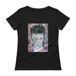 DAVID BOWIE Aladdin Sane Abstract Colours Ladies' Scoopneck T-Shirt