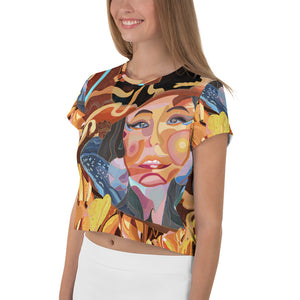 She knows All-Over Print Crop Tee