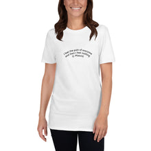Load image into Gallery viewer, Curved Quote series: J MASCIS of DINOSAUR JR &quot;I feel the pain of everyone and then I feel nothing&quot; Short-Sleeve Unisex T-ShirtShort-Sleeve Unisex T-Shirt
