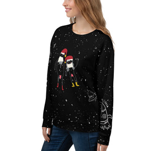 Intergalactic Cosmic Naughty Christmas Couple All Over Print Unisex Sweatshirt