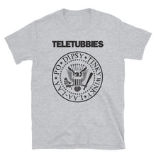 Load image into Gallery viewer, TELETUBBIES Ramones Parody inspired T-shirt Short-Sleeve Unisex T-Shirt (Black font)