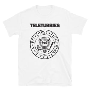 TELETUBBIES Ramones Parody inspired T-shirt Short-Sleeve Unisex T-Shirt (Black font)