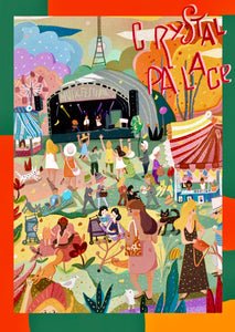 Crystal Palace Festival South London illustration summer music party garden flowers park local art poster print wall decor