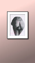 Load image into Gallery viewer, Kiss My Art splattered paint version of black and white charcoal drawing erotic sexy art poster print wall decor