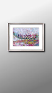 Vicenza, Veneto, Italy Pink Landscape acrylic colourful abstract art painting poster print wall pattern decor