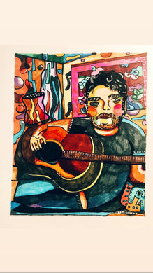 Murky Picasso guitar illustration poster art print wall decor
