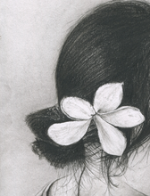 Load image into Gallery viewer, Flower girl charcoal pencil portrait drawing print fine art wall decor