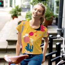 Load image into Gallery viewer, Abstract Yellow All-Over Print Crop Tee