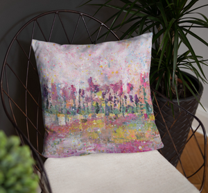Pink Abstract trees acrylic painting single-sided cushion