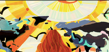 Load image into Gallery viewer, Future girl london California sunshine yellow illustration poster art print wall decor