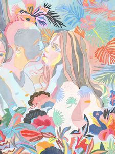 EX - illustration of Hong Kong film "Ex" relationship kiss flowering illustration poster art print wall decor