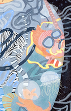 Load image into Gallery viewer, The Aquatic Dream - jellyfish zebra moon fantasy illustration poster art print wall decor