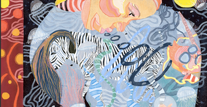 The Aquatic Dream - jellyfish zebra moon fantasy illustration poster art print wall decor