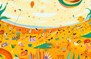 The Beach Scene illustration poster print wall decor