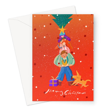 Red Family Christmas Greeting Card