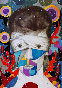 David Bowie Lazarus Aladdin Sane Abstract painting on charcoal pencil drawing version 2 fine art fan art print wall decor