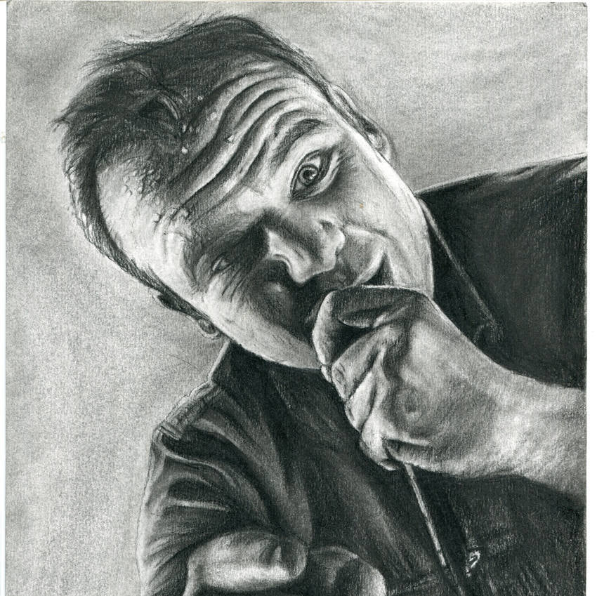 Sam Herring from Future Islands Waiting on you black and white charcoal portrait pencil drawing fan art print wall decor