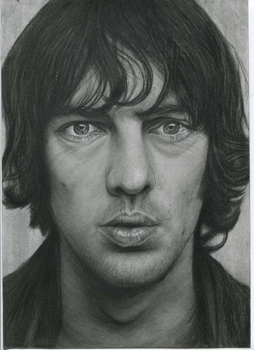 Richard Ashcroft singer from 90s britpop band the verve black and white charcoal portrait pencil drawing fan art poster print wall decor