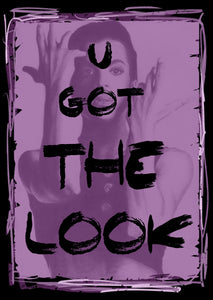 Prince "U Got The Look" purple poster based on charcoal portrait drawing print tribute fan art fine art wall decor