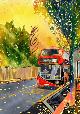 London Routemaster bus local art illustration poster print wall decor