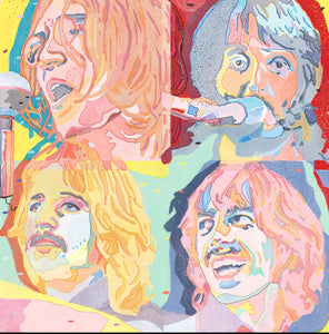 Beatles Let it Be John Lennon Paul McCartney George Harrison Ringo Star guitar music illustration poster art print wall decor