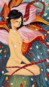Vivi "kneeling" digital drawing illustration naked female body love relationship romantic art poster print wall decor