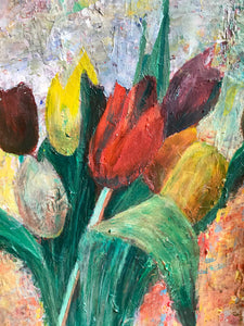 Tulips colourful flower acrylic painting series colourful abstract art poster print wall pattern decor