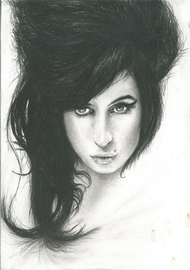 Amy Winehouse I told you I was trouble black and white charcoal portrait drawing fan tribute fine art wall decor print