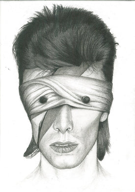 David Bowie - Aladdin sane as lazarus blackstar charcoal portrait drawing fan tribute fine art wall decor