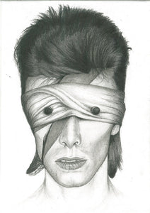 David Bowie - Aladdin sane as lazarus blackstar charcoal portrait drawing fan tribute fine art wall decor