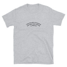 Load image into Gallery viewer, Curved Quote series: J MASCIS of DINOSAUR JR &quot;I feel the pain of everyone and then I feel nothing&quot; Short-Sleeve Unisex T-ShirtShort-Sleeve Unisex T-Shirt