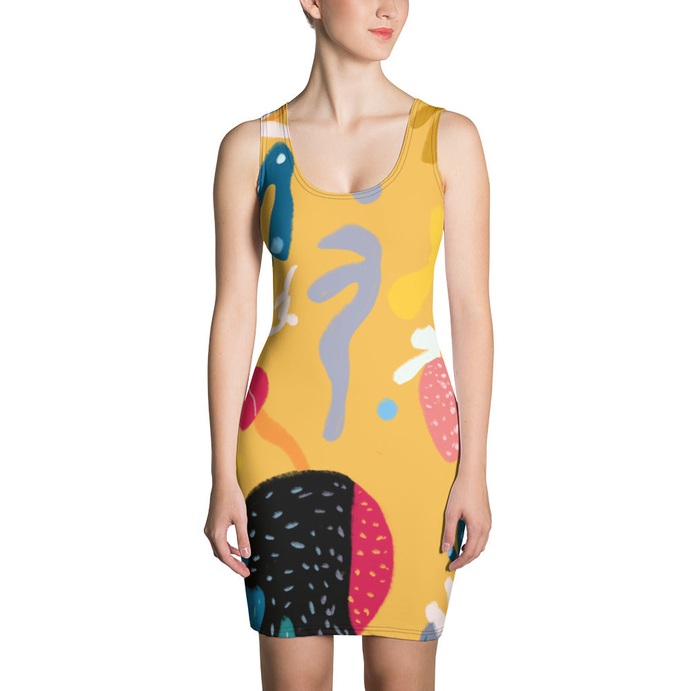 Abstract Yellow Dress