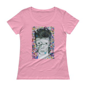 DAVID BOWIE Aladdin Sane Abstract Colours Ladies' Scoopneck T-Shirt