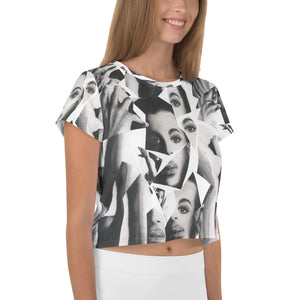Prince Collage All-Over Print White Crop Tee