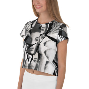 Prince Collage All-Over Black Print Crop Tee