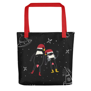 Intergalactic Cosmic Naughty Christmas Couple Tote bag