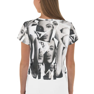 Prince Collage All-Over Print White Crop Tee