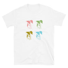 Load image into Gallery viewer, Warhol style guitar design based on Johnny Greenwood from Radiohead drawing Short-Sleeve Unisex T-Shirt