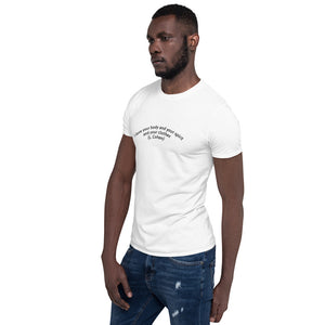 Curved Quote series: LEONARD COHEN "I like your body and your spirit and your clothes" Short-Sleeve Unisex T-Shirt