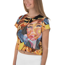 Load image into Gallery viewer, She knows All-Over Print Crop Tee