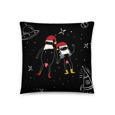 Intergalactic Cosmic Christmas Couple Basic Pillow